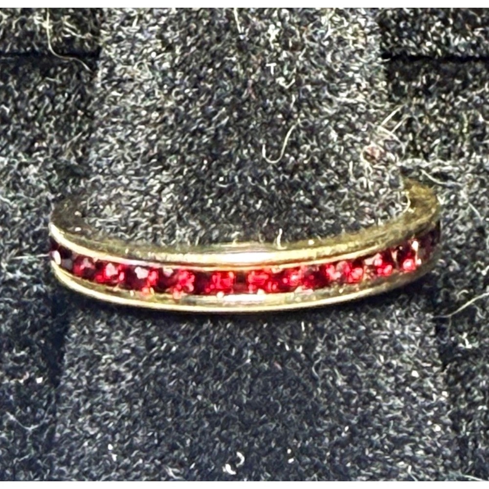 Sterling Red Stone Channel Set Eternity Band Ring Size 6.25
